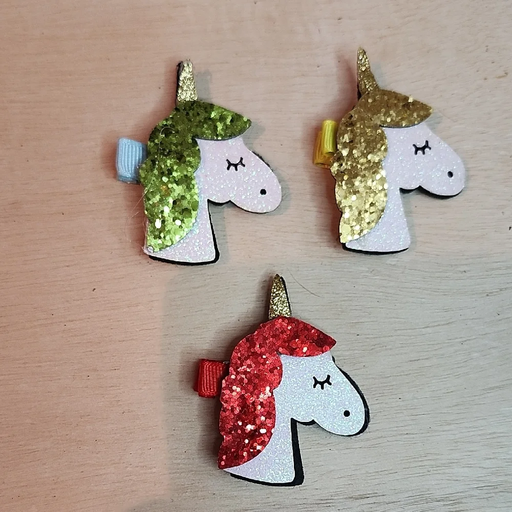 Glitter Unicorn Hair Barrettes